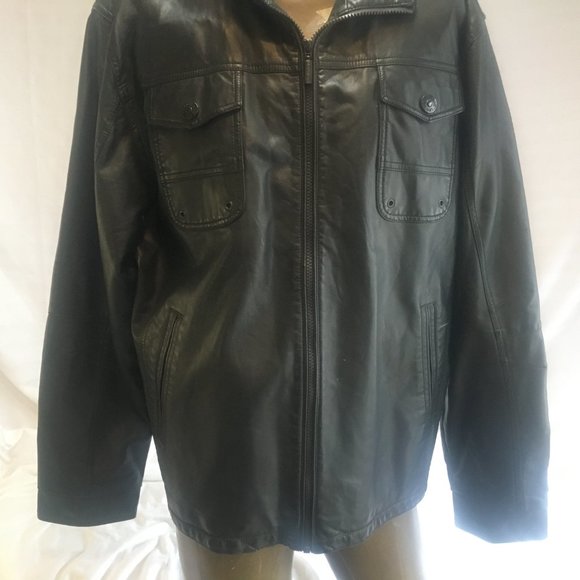Levi's Mens Faux Leather Jacket Coat Black Bomber Trucker Biker Size XL 13862B - Picture 3 of 13